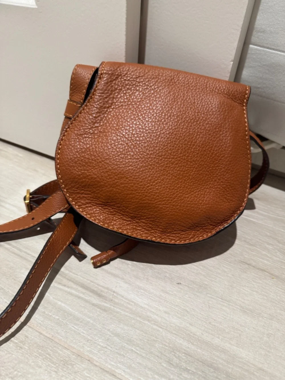 SMALL MARCIE SADDLE BAG IN GRAINED LEATHER